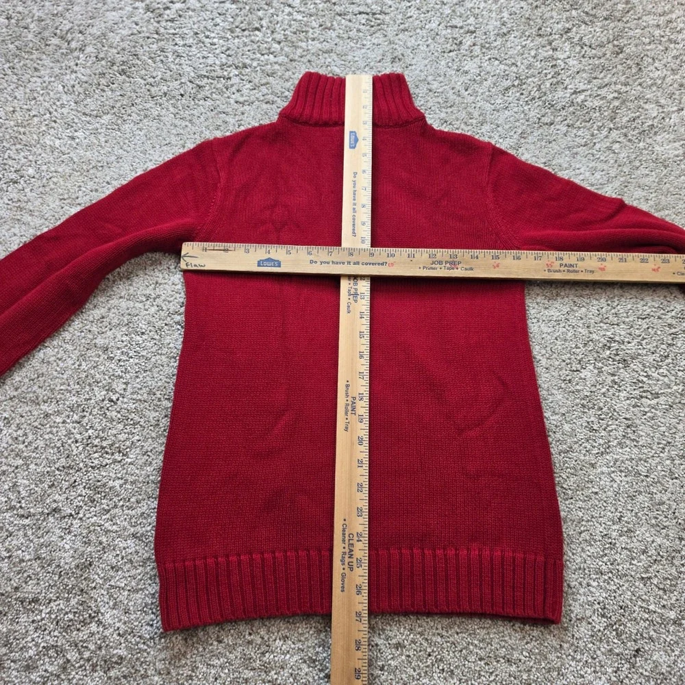 Chaps Quarter Zip Sweater Boys XL 20 Red 100% Cotton Preppy Pullover Logo Youth